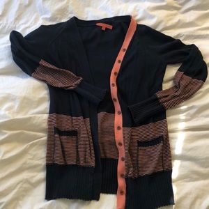 Navy and orange cardigan